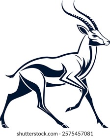 Vector silhouette image of a antelope.