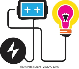 vector silhouette image of a Battery electrical symbols icon 