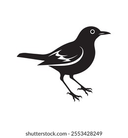 A vector silhouette image of a bird  logo style  with a white background