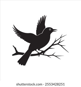 A vector silhouette image of a bird  logo style  with a white background