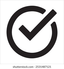 Una Imagen de silueta de Vector de un icono de círculo de cheque