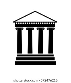 Vector silhouette image of a classical style facade with columns 