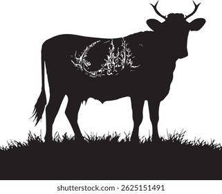 vector silhouette image of a cow
