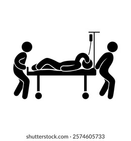 Vector Silhouette image of Doctor and Nurse Carrying a Patient