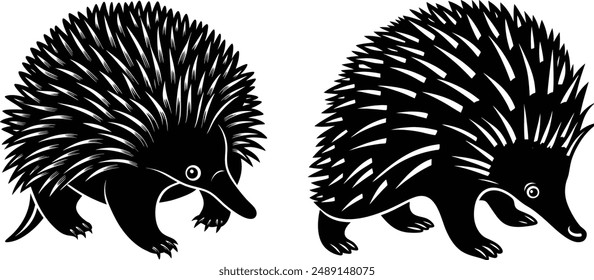 Vector silhouette image of Echidna