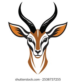 A vector silhouette image of a gazelle head logo style with a white background.