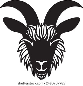 A vector silhouette image of Goat head Image.
