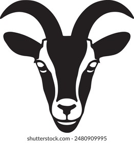 A vector silhouette image of Goat head Image.