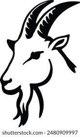 A vector silhouette image of Goat head Image.