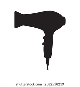 a vector silhouette image of a hair dryer icon with a white background