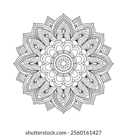 A vector silhouette image of a Mandala icon with a white beckground