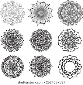 Vector silhouette image of a mandala icon flower design