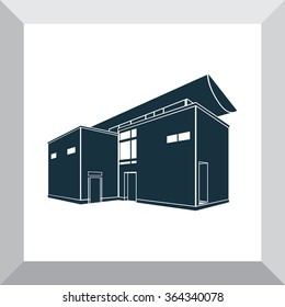 Vector silhouette image of a modern apartment house