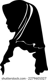 Vector Silhouette Image of Muslim Woman with Hijab, Arab Woman. For Logo Template Icon Hijab Store Muslim Store etc. graphic illustration