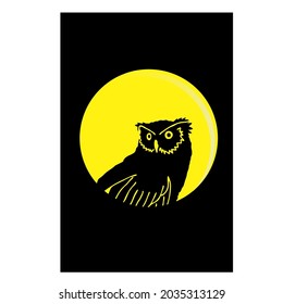 Imagen de silueta vectorial de un búho a la luz de la luna, para diseño libre.
