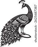 vector silhouette image of a peacock icon