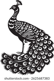 vector silhouette image of a peacock icon