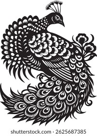 vector silhouette image of a peacock icon