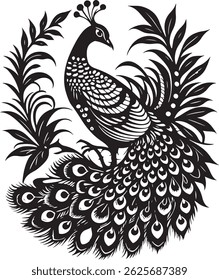 vector silhouette image of a peacock icon