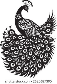 vector silhouette image of a peacock icon
