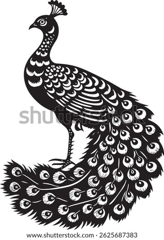 vector silhouette image of a peacock icon