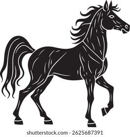 Vector silhouette image of a running horse icon