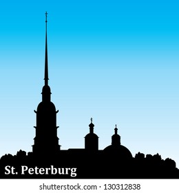  vector silhouette image of Russian city St. Petersburg