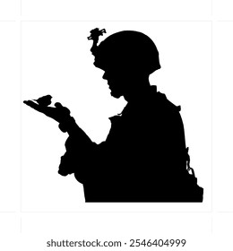 vector silhouette image of a soldier holding a weapon