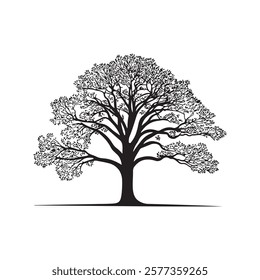 A vector silhouette image of tree white background