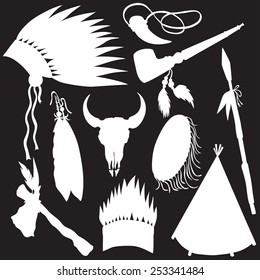 vector silhouette of the Indian elements