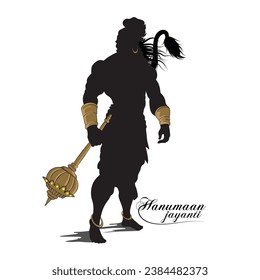 Vector silhouette of Indian God, Hanuman vector silhouette, Hindu religion worship image