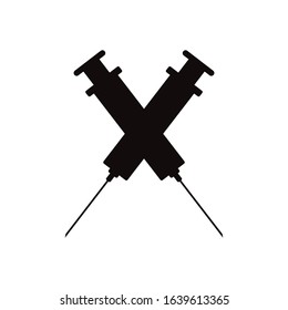 Vector silhouette of injection on white background. Symbol of medical and healthy.