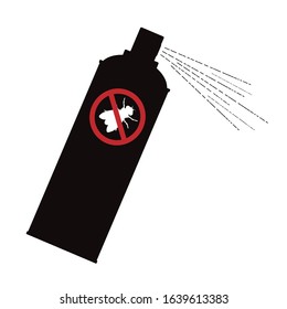Vector silhouette of insect spray on white background. Symbol of annoying fly and pest control.