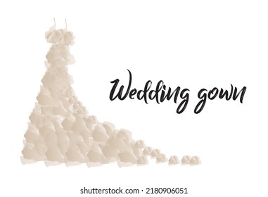 Vector Silhouette Of Isolated Wedding Dress In Empire Style