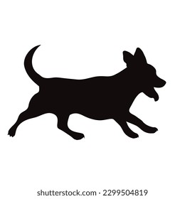 Vector silhouette of jack russell terrier on white background. Symbol of dog and pet.