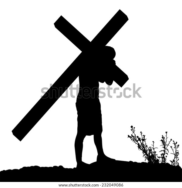 Vector Silhouette Jesus Who Carries His Stock Vector (royalty Free 