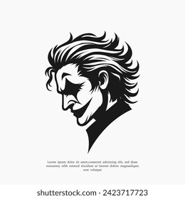 vector silhouette joker head logo design illustration