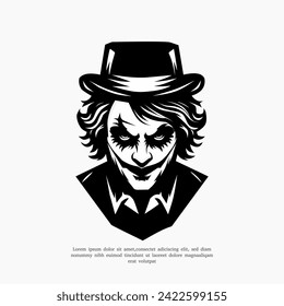 vector silhouette joker logo design illustration