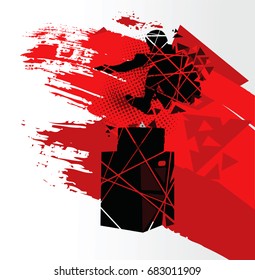 vector silhouette of jump athlete to box