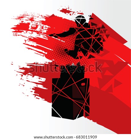 vector silhouette of jump athlete to box