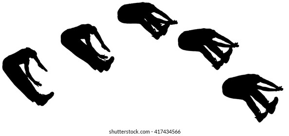 Vector silhouette jumping man on white background