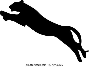 Vector silhouette of a jumping tiger. Icon, isolated