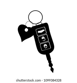 Vector silhouette of key from the car on white background.