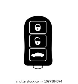Vector silhouette of key from the car on white background.
