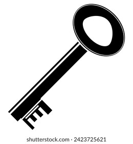 Vector silhouette of key isolated on white background.