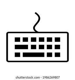 vector silhouette of keyboard on white background