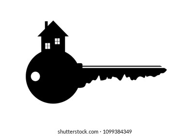 Vector silhouette of keys from the house on white background.