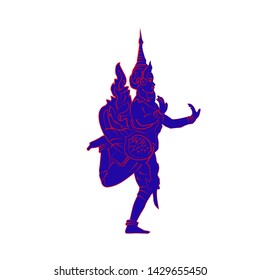 Vector silhouette of Khmer traditional dancer on white background