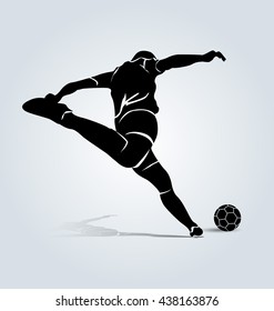 Vector silhouette kicking footballer