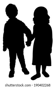 Vector Silhouette of kids 